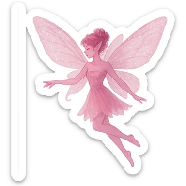 pink fairy with sparkling wings sticker