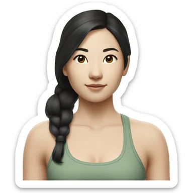 wasian yoga girl sage green lululemon set, black hair sticker