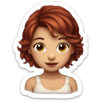 fille mignonne cheveux bordeaux yeux marron sticker