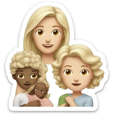 white woman with white
2 kids sticker