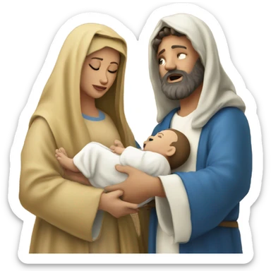Baby Jesus Mary and Joseph manager ￼scene sticker