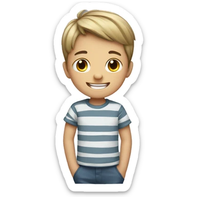 smiling boy in striped shirt sticker