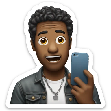 surprised musician holding his iPhone sticker