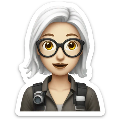 Women photographer with white skin sticker