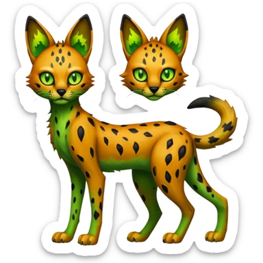 Eldritch green-fiery green-flamey Dark-deep-blackish-Greenish Zombie-serval, full body sticker