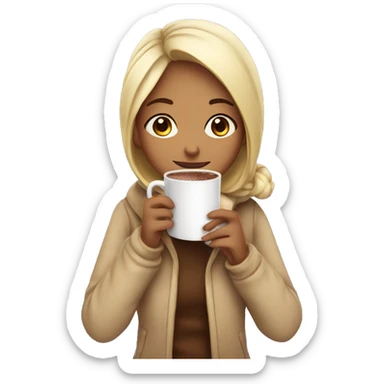 Girl drinking a cup of hot chocolate  sticker