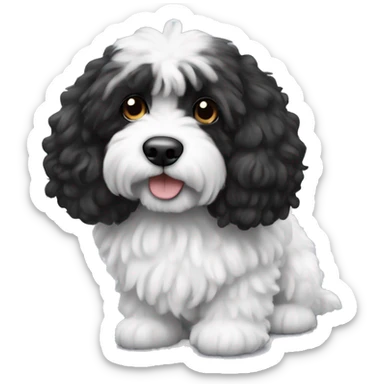 Black and white fur cockapoo fluffy dog sticker