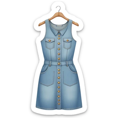 vintage light wash women's denim dress on hanger sticker