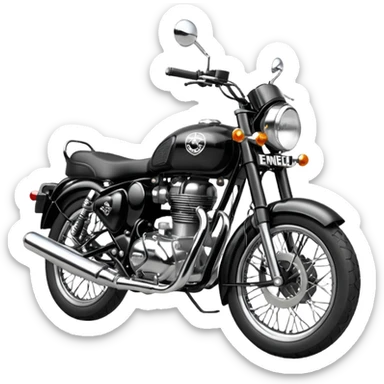 Black royal Enfield with white logo facing right side sticker
