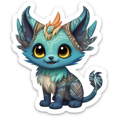 cute Kawaii edgy ethereal shy epic tribal fantasy animal fursona Fionbri creature by griffsnuff & LiLaiRa & Falvie with exotic colors with intricate patterns full body sticker