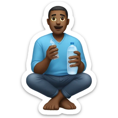A dude with water in his hands  sticker