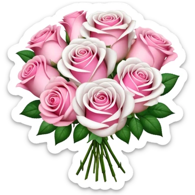 pink white roses bouquet  sticker