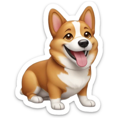 smiling brown corgi sticker