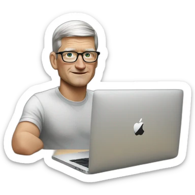tim cook with a macbook pro sticker