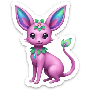 Colorful Floral-Painted Spring-Bloom Iridescent Cute Roserade-Espeon-Fakémon creature (full body) Colorful Floral-Painted Spring-Bloom Iridescent Cute Roserade-Espeon-Fakémon creature (full body) sticker