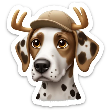 Brown Dalmatian in a cap with deer horns sticker