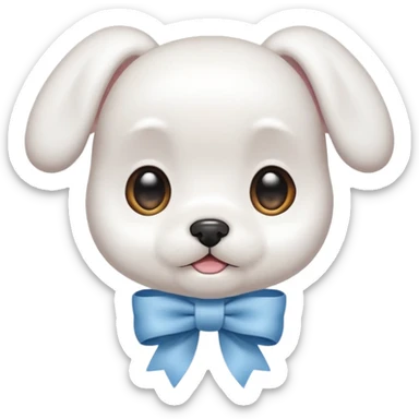 white baby maltese ribbon short ear face sticker