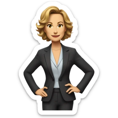 Melora hardin Jan wearing suit Pixar style sticker