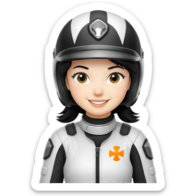 white dirt bike girl with black hair  sticker