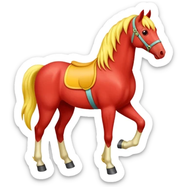 Cavalo vermelho e amarelo pastel sticker