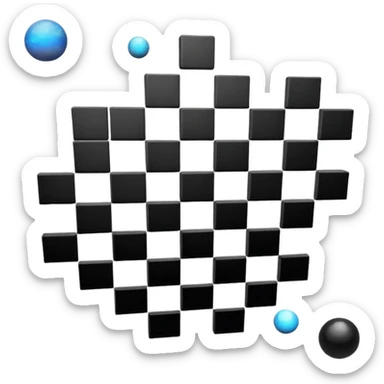 checkered space with black and white squares floating in a cosmic background sticker