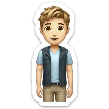 a glass,handsome, fair skin boy who is a programmer with laptop , short hari sticker