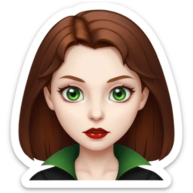 vampire girl with brown hair and green eyes sticker