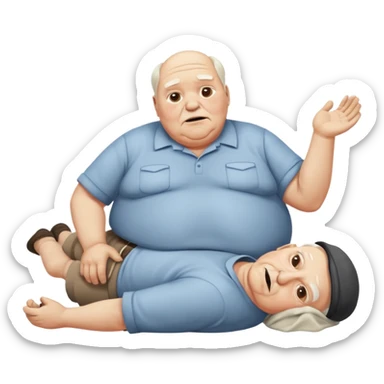 elderly overweight white man with no clothes on lying dead on the ground sticker