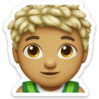 Um tigre bebe fofo com camisa branca e verde sticker