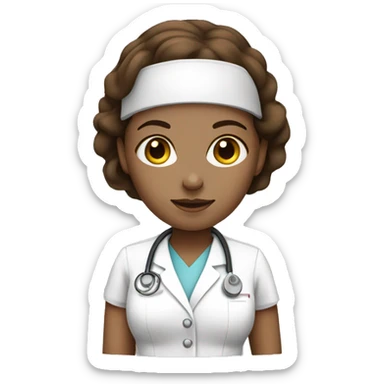 Female nurse, white skin brown hair sticker