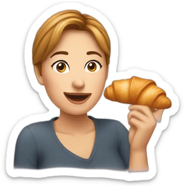 Une femme mange un croissant  sticker