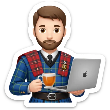SCOTTISH MAN WITH STUBBLE PRODUCER ON LAPTOP  sticker