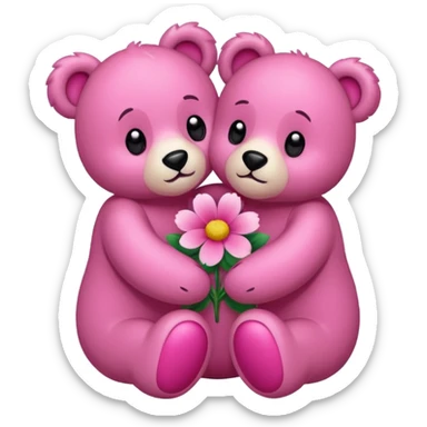 The bears hug + flower. Со sticker