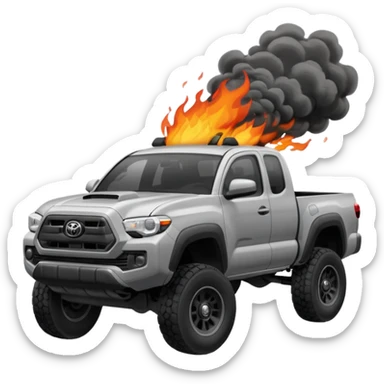 grey toyota tacoma on fire  sticker
