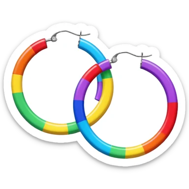 rainbow color hoop earrings sticker