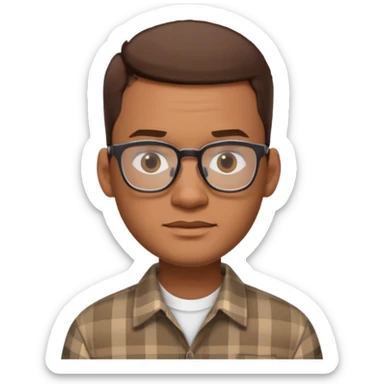 emoji of a man inspired by Will Smith, short brown hair, plaid shirt, elegant, software engineer, intellectual glasses sticker