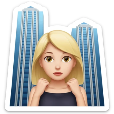 a giantess peeking out from behind a skyscraper to the viewer sticker
