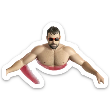 bearded boy in water sticker