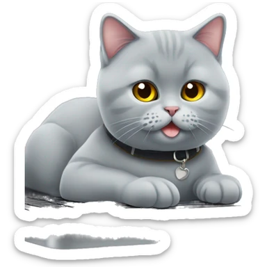 british shorthair cat trading on laptop sticker