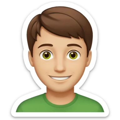 guy with a short hair that is medium brown. hazel eyes that lean green. light skin sticker