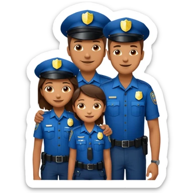 A proud dad who is proud of his children and is a police officer one of the kids is a 11 year old girl and a 9 year old boy and the girl is taller than the boy and the boy is short sticker
