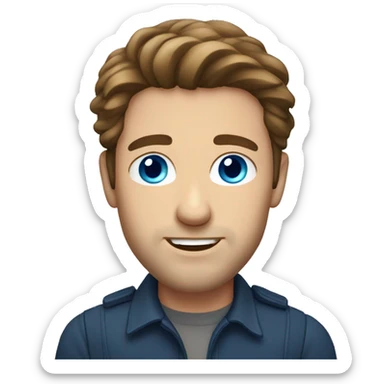 man, Caucasian, brown hair, handsome, blue eyes,long hair sticker