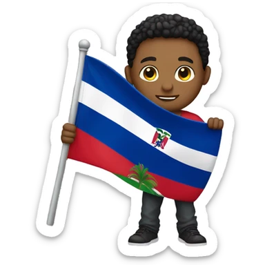 dominican guy holding dominican flag sticker