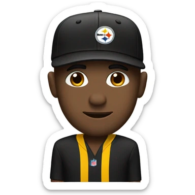 Guy wearing a Steelers hat sticker