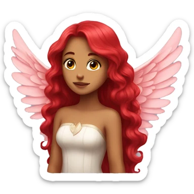 big wings, rose, Beautiful, fairy, red, long hair sticker