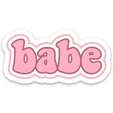 the word 'babe' in pink sticker style sticker