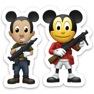 Micky mouse and an smg sticker
