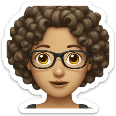 brunette girl with glasses and curly hair sticker