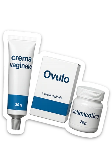 un tubetto di crema con la scritta "crema va**ale", una scatola con farmaco con la scritta "ovulo", un barattolo di farmaco con la scritta "antimicotico" in italiano sulle etichette, fluttuano in aria, IPERREALISTICO 4K sticker