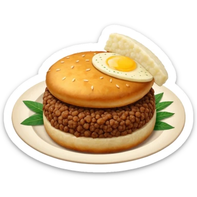 round crispy fried patty meat and cassava served with boiled cassava yuca sticker